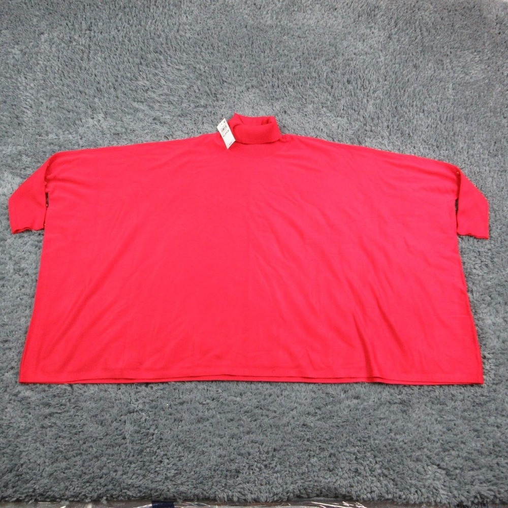 JM Collection Sweater Pullover Womens XL Red Turtleneck Dolman Oversized NWT